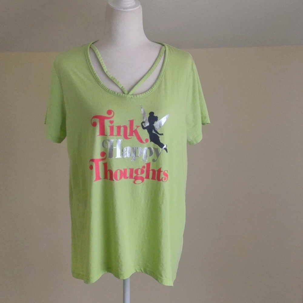 Disney Parks Size XL‎ "Tink" T-shirt neon/lime green